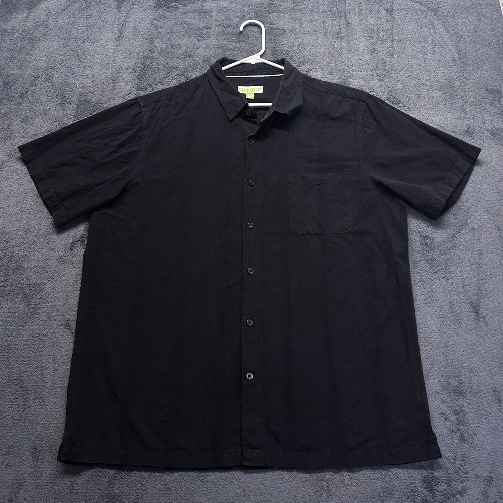 Cariloha Button Down Shirt Mens 2XL Black Bamboo Cotton Short Sleeve Striped